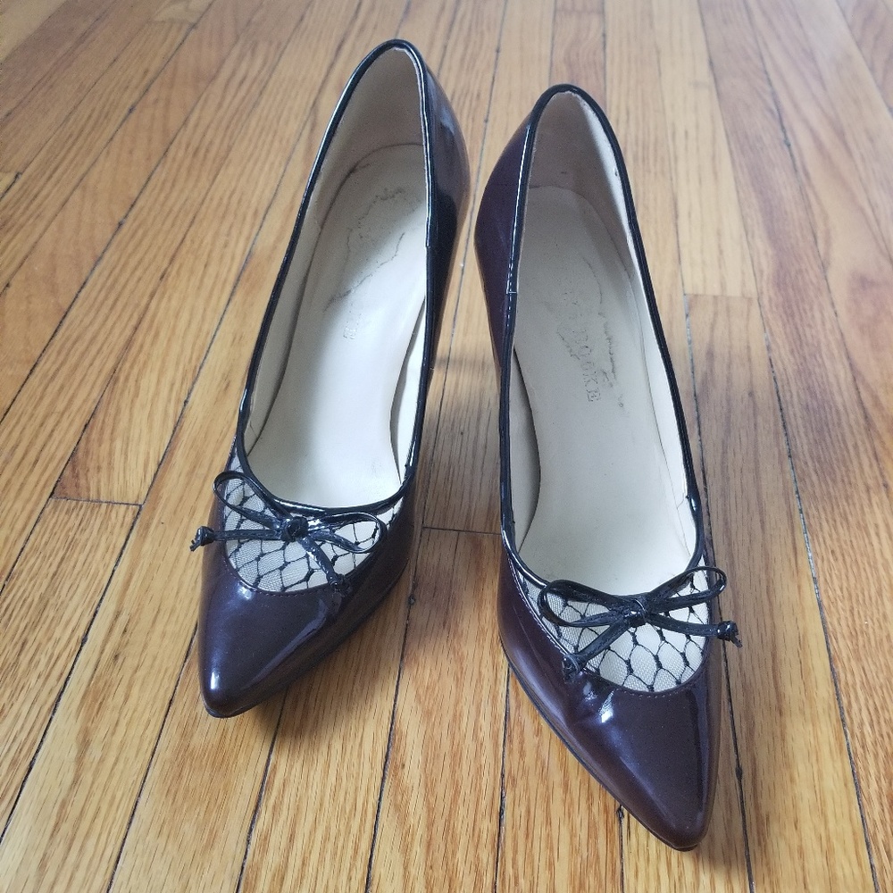 Maroon Heels w/ Fishnet Detail